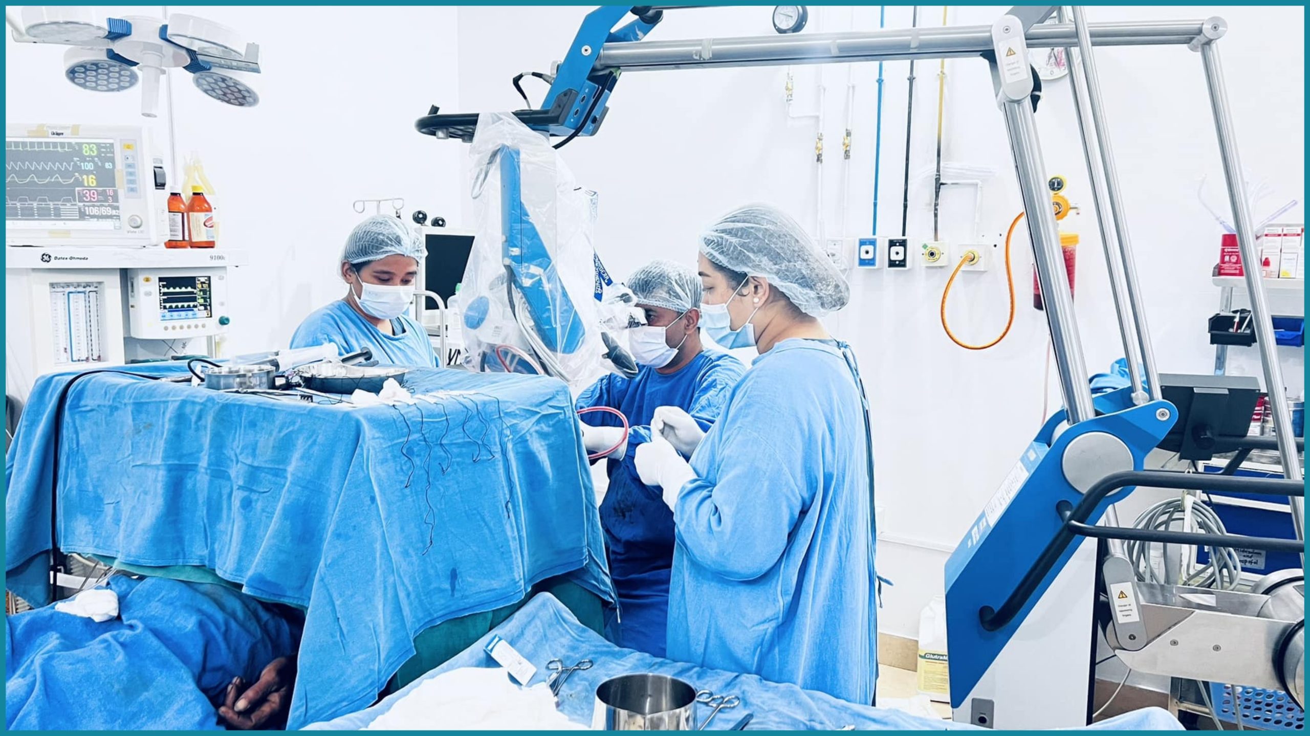 The well-known Neurosurgeon in Lumbini Province Dr. KI Singh K.C in operating theatre